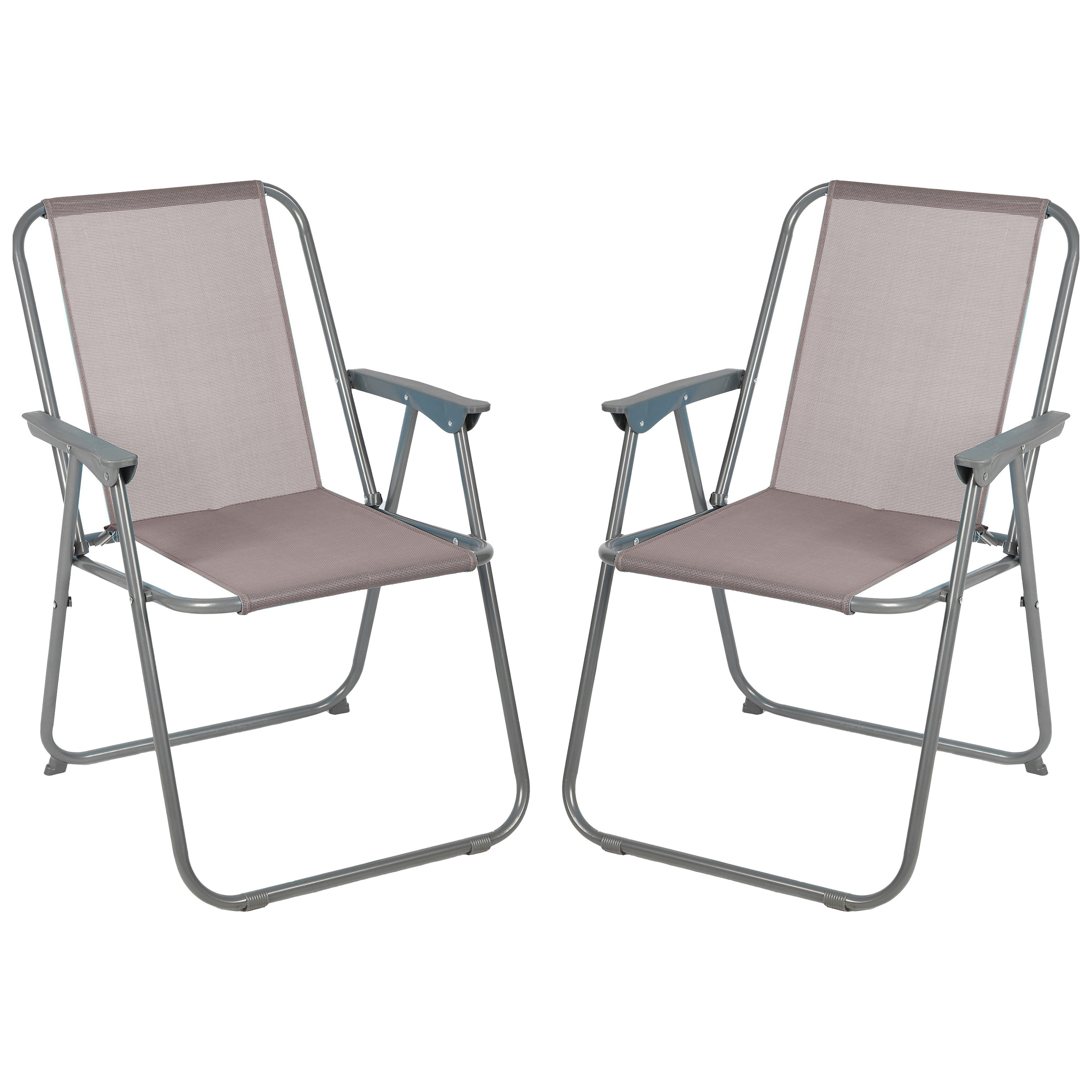 Sunnydays Picnic camping/strand stoel - 2x - aluminium - inklapbaar - beige - L53 x B55 x H75 cm Top Merken Winkel